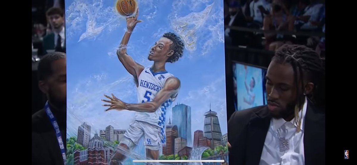 Favorite moment from draft night! Such a great moment for my cuz <a href="/IJackson22/">Isaiah Jackson🌴</a>   Took the opportunity to honor his teammate &amp; friend. When Terrence Clark was drafted by the NBA…teammate <a href="/IJackson22/">Isaiah Jackson🌴</a> held up a painting done by another cousin <a href="/ClassicDJack/">ClassicDJack</a>. That’s real #familygoals🕊