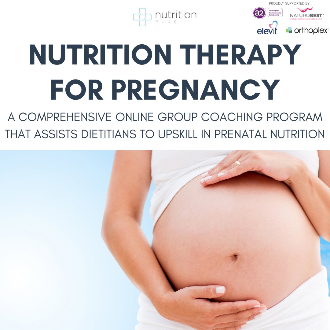 Are you a dietitian with an interest in prenatal nutrition? 

Introducing ‘Nutrition Therapy for Pregnancy’ - a comprehensive 8-week online program that assists dietitians to upskill in prenatal nutrition. Registrations are NOW OPEN!

To register visit: nutritionplus.com.au/onlinecourses