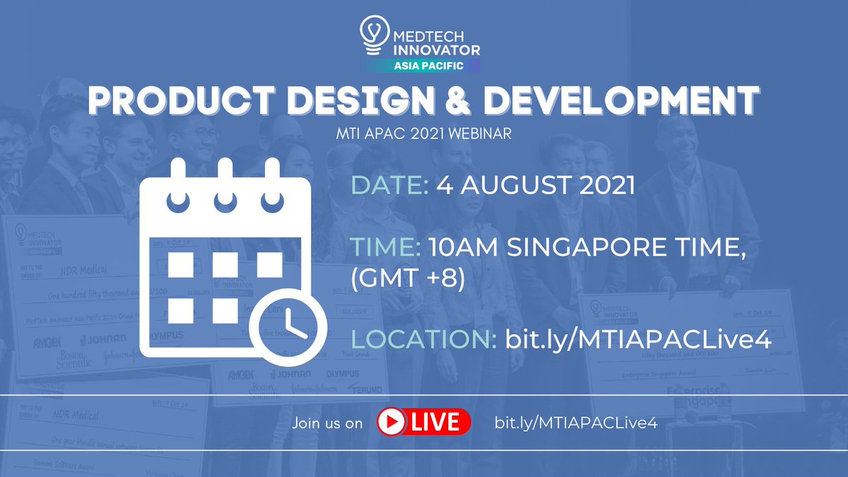 MedTechAwards's tweet photo. Reminder! The fourth #MedTechInnovatorAPAC webinar is TOMORROW. Don’t miss the chance to gain valuable advice from industry experts.
Join us TOMORROW at 10:00am Singapore time (GMT+8) - https://t.co/iZTuI5Ckvq https://t.co/492xfvSNaR