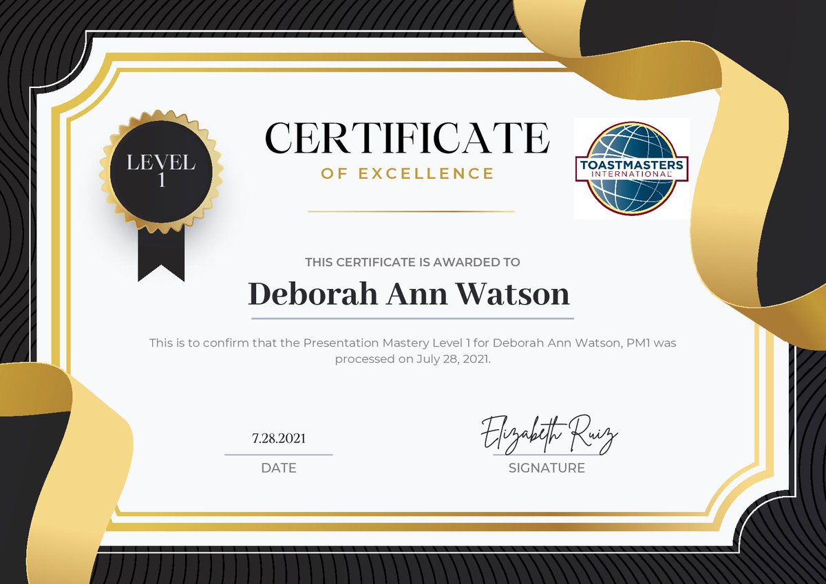 🎉Congratulations Deborah Ann Watson for completing Level 1 in Presentation Mastery!
#pathways #toastmastersinternational #leadership #communication