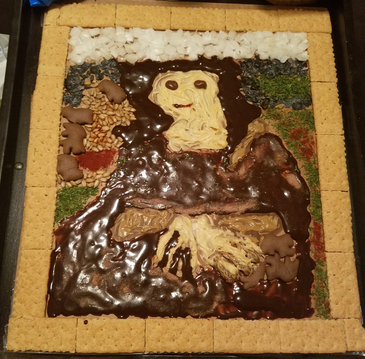 Zai_Ichii's tweet photo. Covered in blueberry juice... @JeffBezos @GISH #ArtFeedsTheSpirit #gish #thanksmisha #monalisa https://t.co/9loBocg8Yv