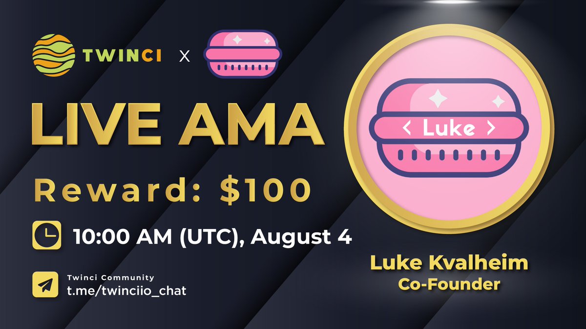 twinciio's tweet photo. ️🎊 AMA Twinci with MacaronSwap

1️⃣ Follow @macaronswap &amp; @twinciio
2️⃣ Like &amp; RT
3️⃣ Comment your question 

Join us:
🕰 Time: Wednesday, 10:00 AM (UTC), August 4
✅ Location: https://t.co/5nKnm7zF6T

️🏆 $100 in MCRN ​prize for the 10 best audience questions! https://t.co/pDl3UGdB7z