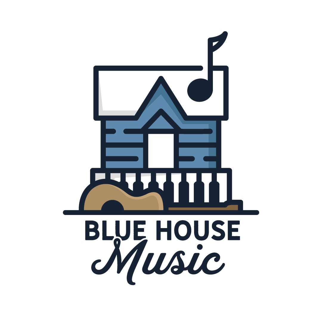 LindnerDesign's tweet photo. Unused logo concept: Blue house + piano &amp; guitar. https://t.co/oNjpHLdI88