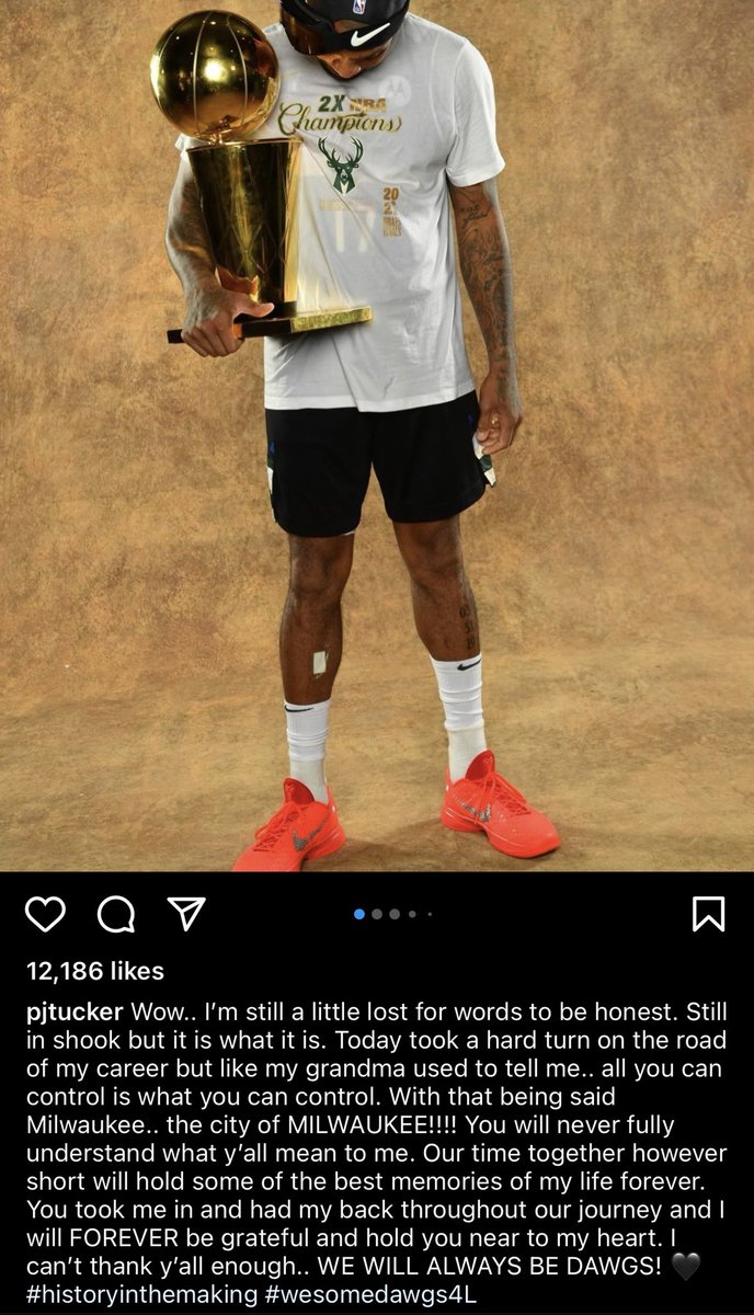 MKEBucksNation's tweet photo. Well damn this is really sad. Knew PJ loved Milwaukee and sounds like it was not his choice. https://t.co/rC20FfIios