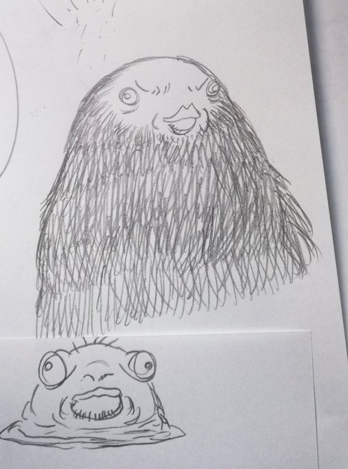 電話で担当さんとネームのやり取りをしてる間にそこら辺の紙に無意識で描いてた落書き。けしてテイマーにもパトラにも出てきません😆 根はいいやつっぽそうだがな。 