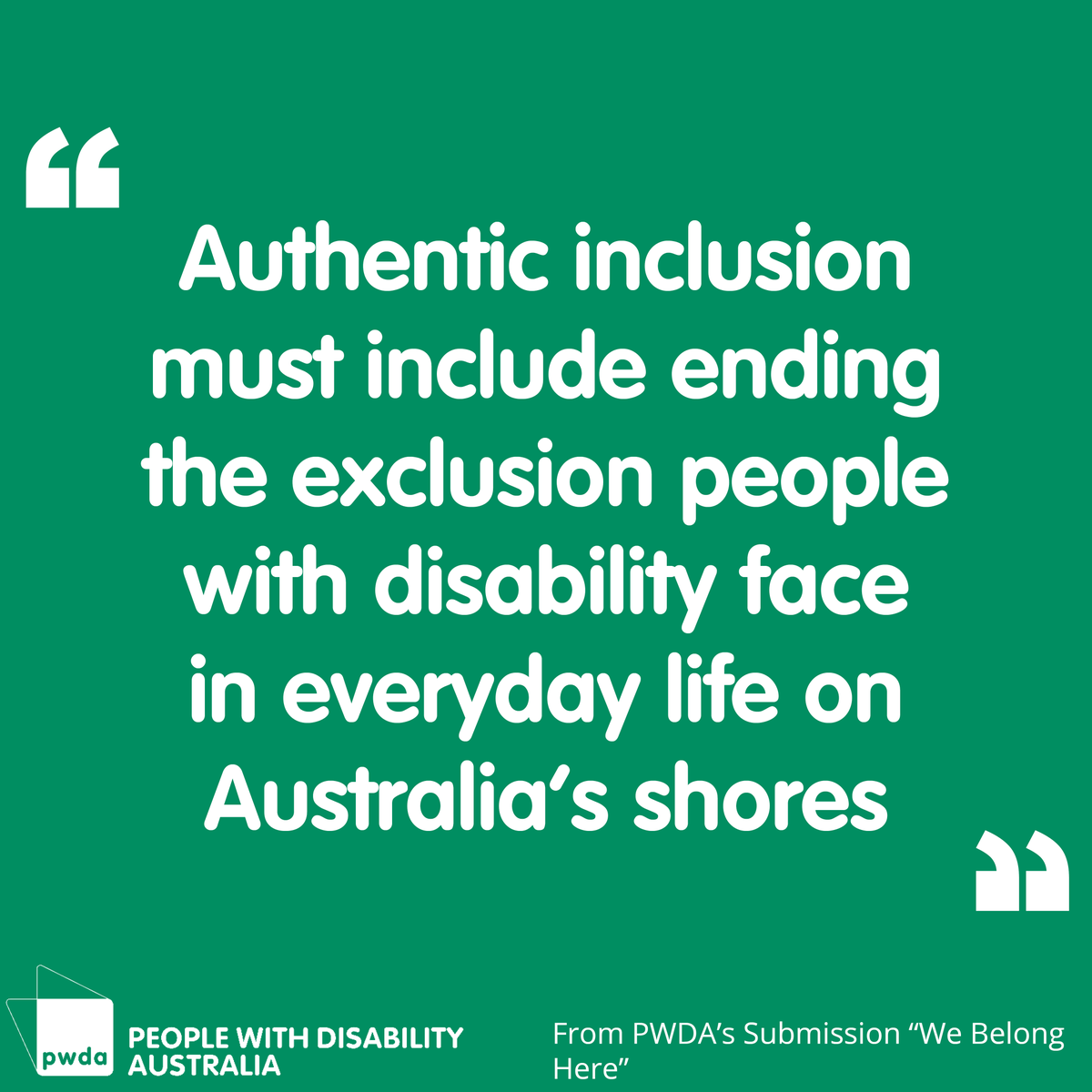 PWDAustralia's tweet photo. We've made a submission to the #DisabiltiyRC in response to their "Promoting Inclusion" paper.

Authentic inclusion must include ending the exclusion PwD face in everyday life in Australia.

Read our full submission and position paper here: https://t.co/7ybnPtU4vT https://t.co/ol4PcnxT6d