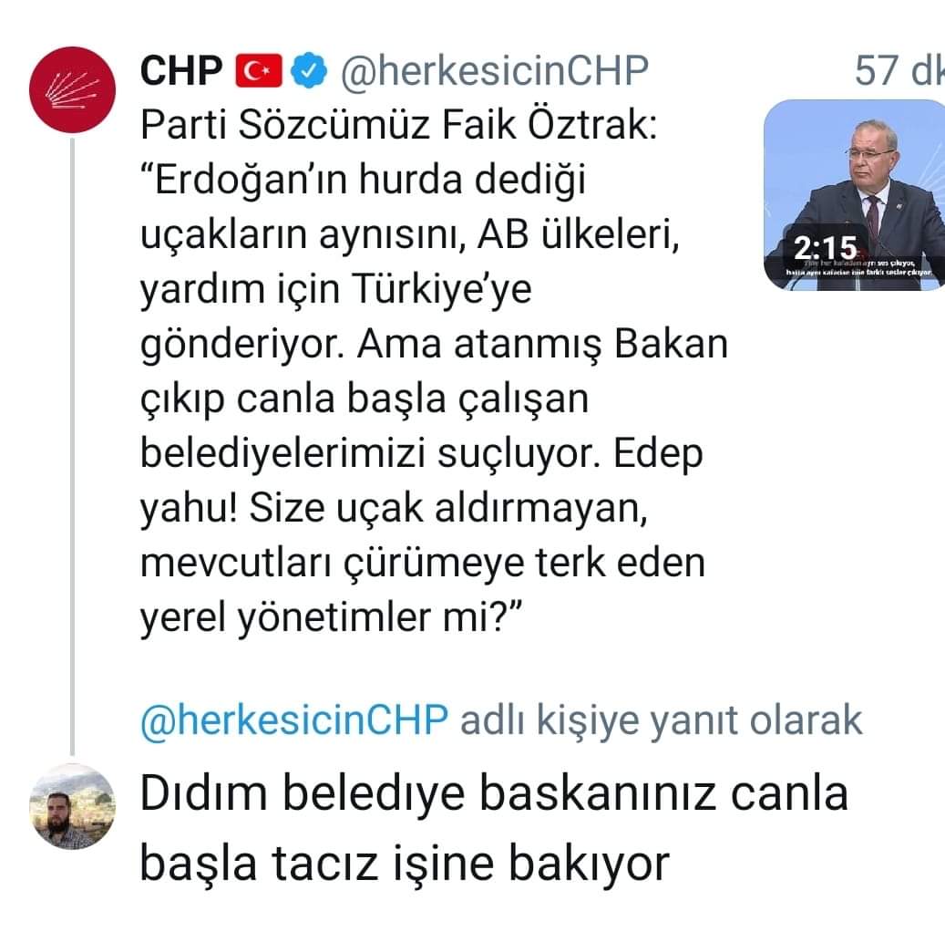 Ulan sizin hiç yüzünüz yokmu CHP belediyeleri tacizden ve tecavudan ne işe yarar benim oturduğum ilçe CHP belediyesi 3 yila yakın daha bir ağaç dikmedi yolar hepsi çukur eski başkan MHP li daha onun sayesinde parklar yolar eseri var