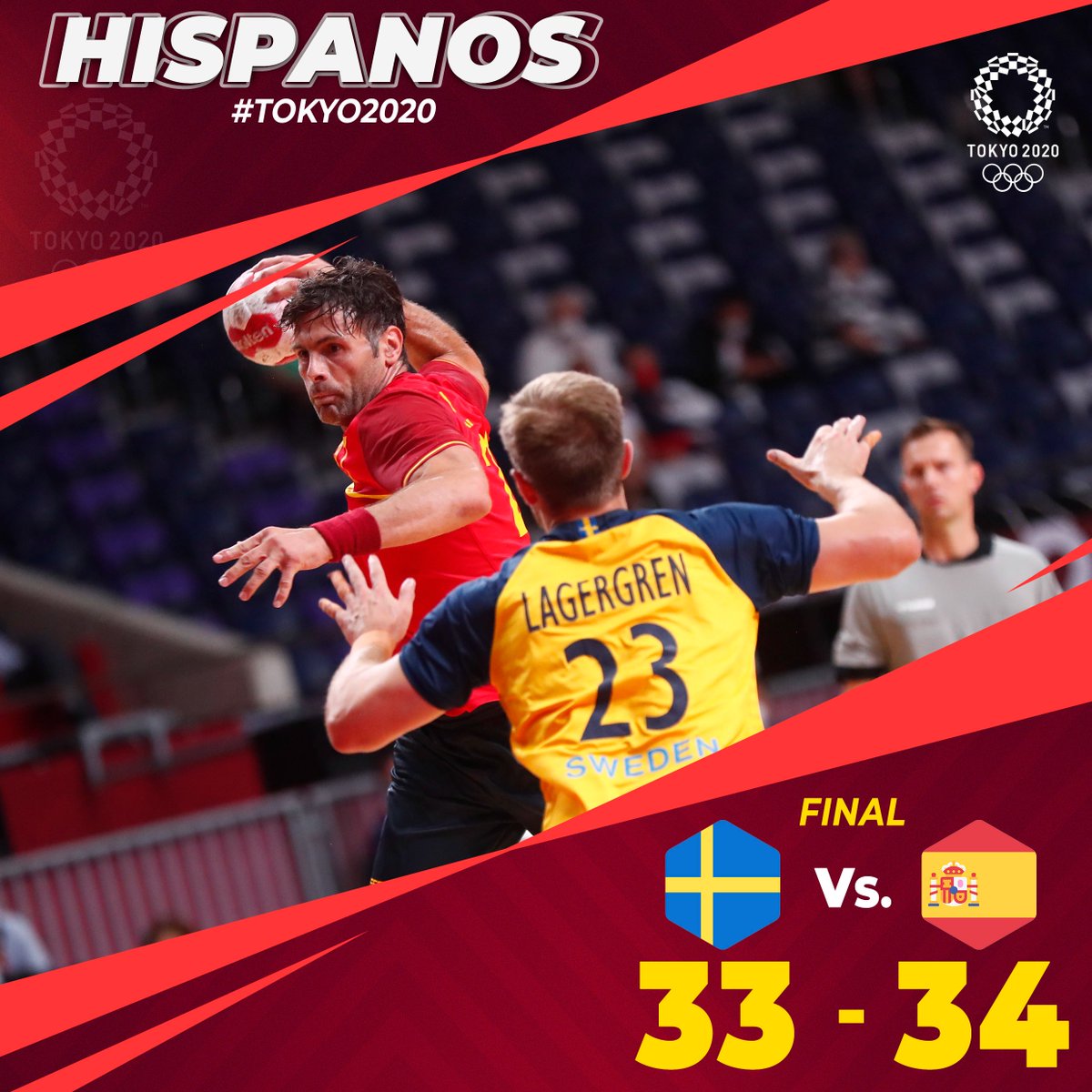 RFEBalonmano's tweet image. 🏆 #Tokyo2020   
📌 Cuartos de Final
⏱️ 60' - Final
🆚 Suecia 🇸🇪 33:34 🇪🇸 España
🏟 Yoyogi National Stadium
📺 @teledeporte, @Eurosport_ES

🖋️ SE HA SUFRIDO, SE HA REMONTADO, Y SÍ, ¡ESTAMOS EN SEMIFINALES DE LOS @juegosolimpicos @Tokyo2020es! ❤️

#⃣ #Hispanos #ElCorazóndeEspaña
