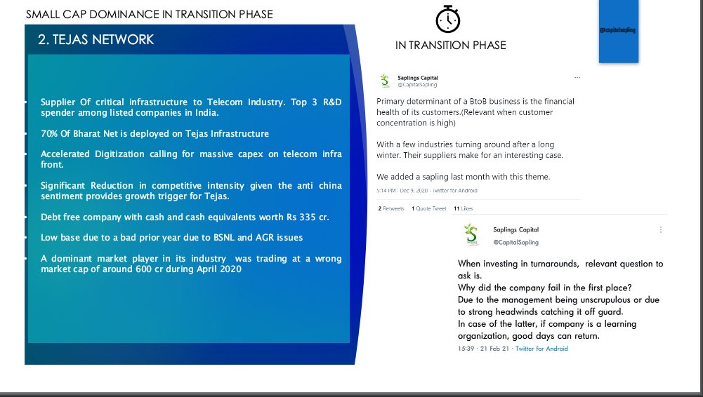 CapitalSapling's tweet photo. Tejas 3.0 🎯
-Capex Cycle- 5G and Fiber-based broadband networks
-Opportunity to leverage synergies with Tata Group
-Opp to scale up in Atmanirbhar Bharat, Large addressable market globally- A $150+ Bn industry
-To become a top-tier, trusted, full-stack global telecom OEM https://t.co/ip5BneTqgI