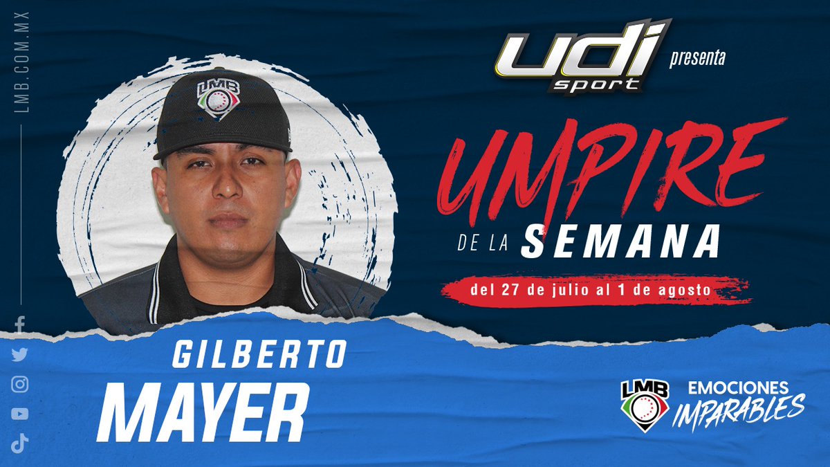 LMBBanorte's tweet photo. Gilberto Mayer tuvo dos juegos detrás del plato y duraron 3:04 y 3:07. No fue retado en toda la semana. Él es nuestro umpire de la semana presentado por @udisport 😎⚾🔥

#EmocionesImparables 🤩⚾ https://t.co/URzHnv3yrn