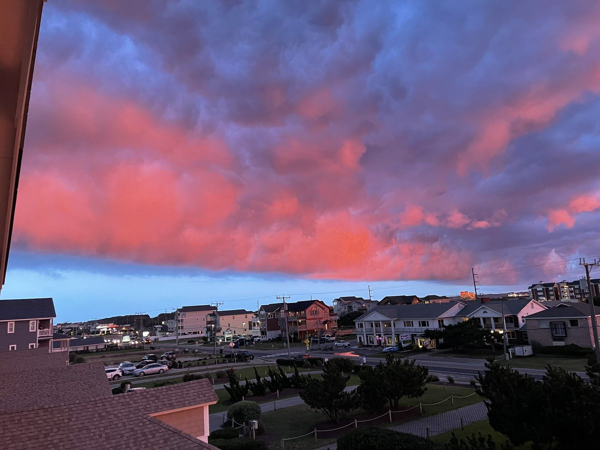Have you ever seen a sunset so incredible? Nags Head, NC in early July, right after a shelf cloud moved over us and the storm behind was falling apart