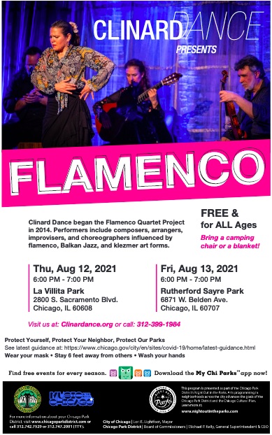 Clinard Dance is proud to be one of the 100 arts partners selected to showcase their work as part of the 9th
season of <a href="/ChicagoParks/">Chicago ParkDistrict</a>’ “Night Out in the Parks.” This year, we’ll be returning to a park near
you. Check us out at nightoutintheparks.com. #MyChiParks #InTheParks