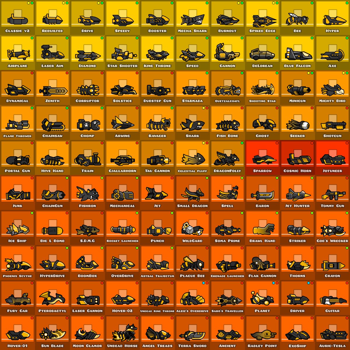 RetroAdvance64's tweet photo. [Supernova] So here it is, over 100 Ship designs and ideas done for the 2.2 texture pack with his code names, this took a good amount of time finding ideas but now its done https://t.co/bnwLqP4O11