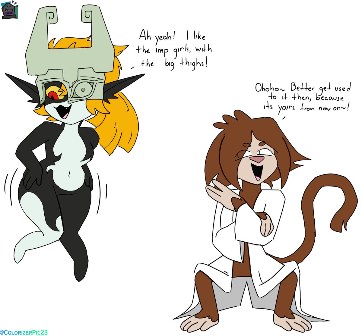 ColorizerPic23's tweet image. The Imp And The Monkey painted sketch comes to an end with the final part completely painted, I hope you like it.