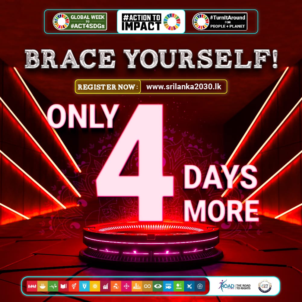 SriLanka2030's tweet photo. Only 4 more days to go! Come on register yourself immediately!🙌

Click the link to register!👇

https://t.co/YUhrcyDXCI

@road2rights @SDG2030 https://t.co/lkiEIotd6n