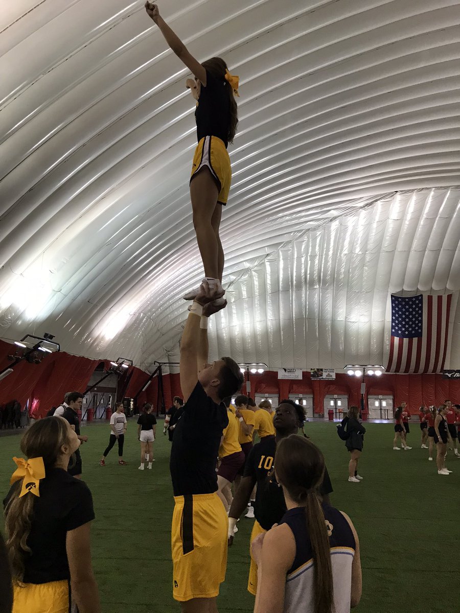 IOWACHEER's tweet photo. Busy first day at @UCAupdates college camp Thank You to the amazing staff that helped us today #GoHawks 🖤💛 https://t.co/JsM6gp6tSF