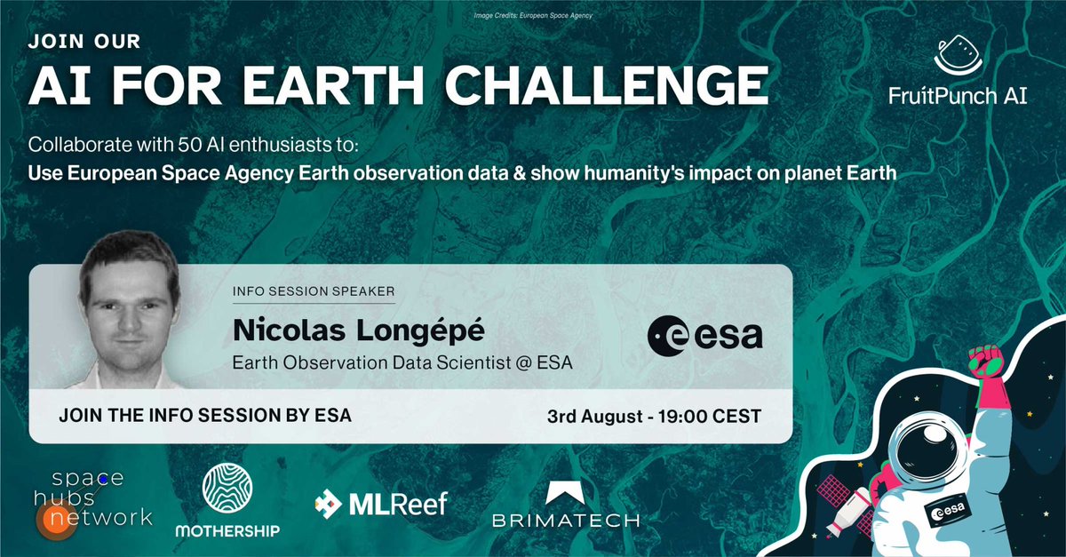 spacehubsnet's tweet image. 📣 Attention! The AI for Earth: ESA - European Space Agency info session is taking place today, at 19:00 CEST. 🚀  Subscribe now: lnkd.in/dAXQFyS.