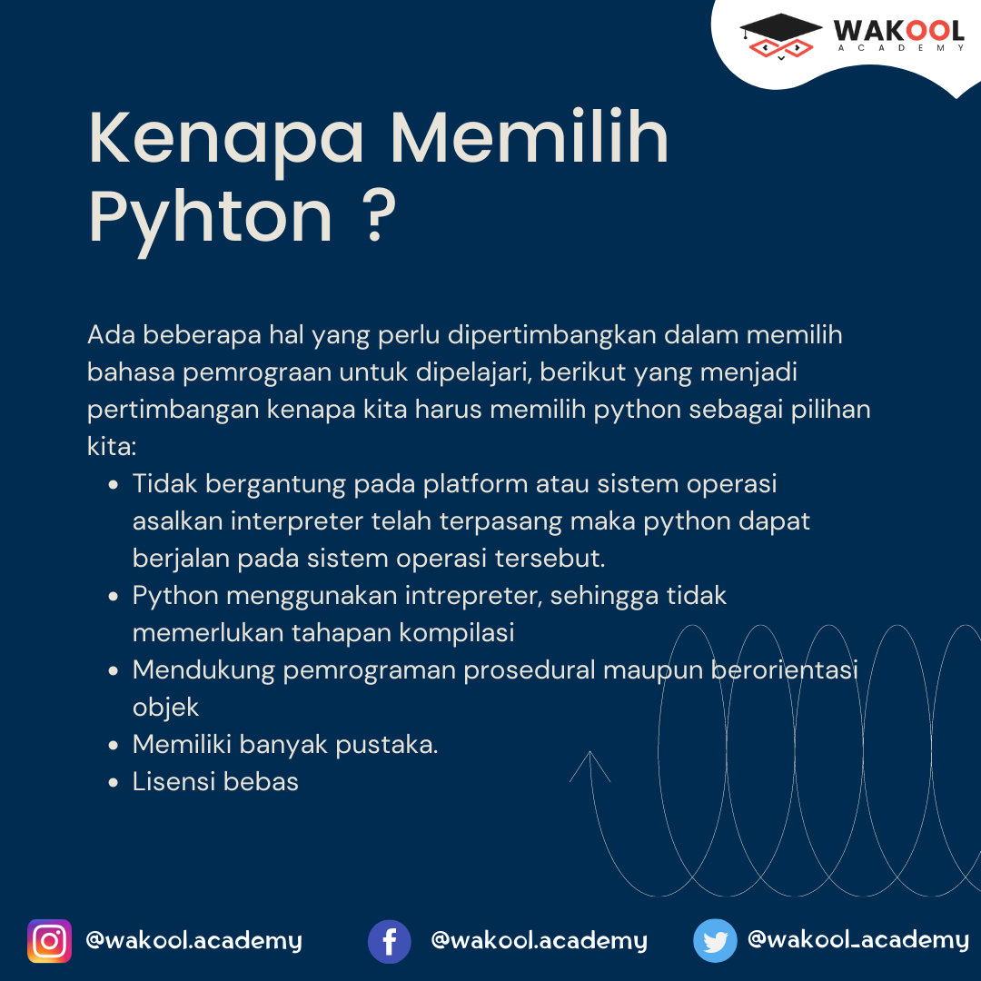 wakool_academy's tweet photo. Python diklaim sebagai bahasa yang menggabungkan kapabilitas, kemampuan, dengan sintaksis kode yang sangat jelas, dan dilengkapi dengan fungsionalitas pustaka standar yang besar serta komprehensif. (Part 2)
#wakool #wakoolacademy #python #programmer #pemograman #logika #sejarah https://t.co/t9ujgNBBoJ