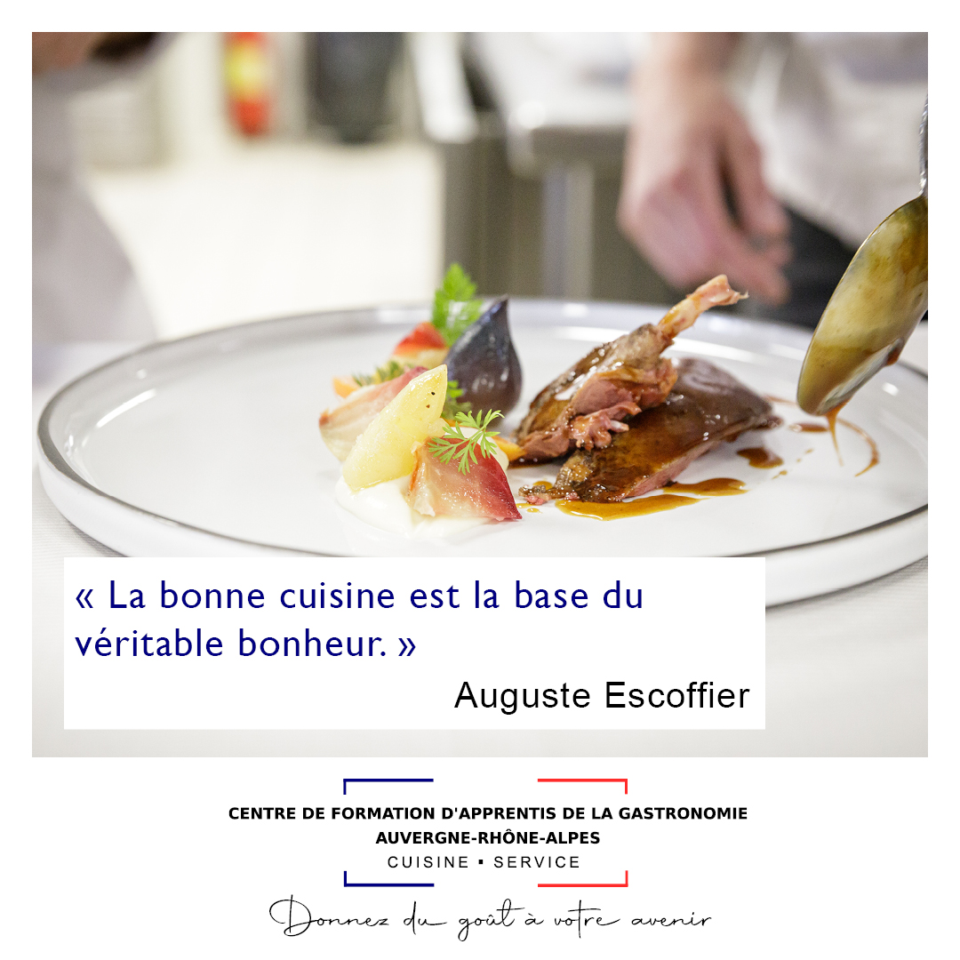 Cfa De La Gastronomie Citation La Bonne Cuisine Est La Base Du Veritable Bonheur Auguste Escoffier Mardicitation Cfadelagastronomie Epicurien Gastronomie Plaisir T Co Xkawjulzqp Twitter