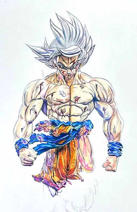 今日はここまで塗りました😊
#ドラゴンボール超
#悟空身勝手極
#アレンジ
#色鉛筆
#模写 