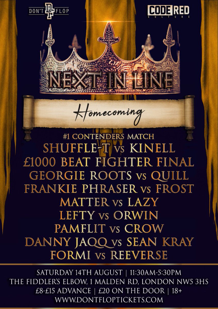 Craigos0's tweet photo. Under 2 weeks until we are back in a sold out Fiddlers Elbow. The home of UK Battle Rap https://t.co/f06H22AOL2