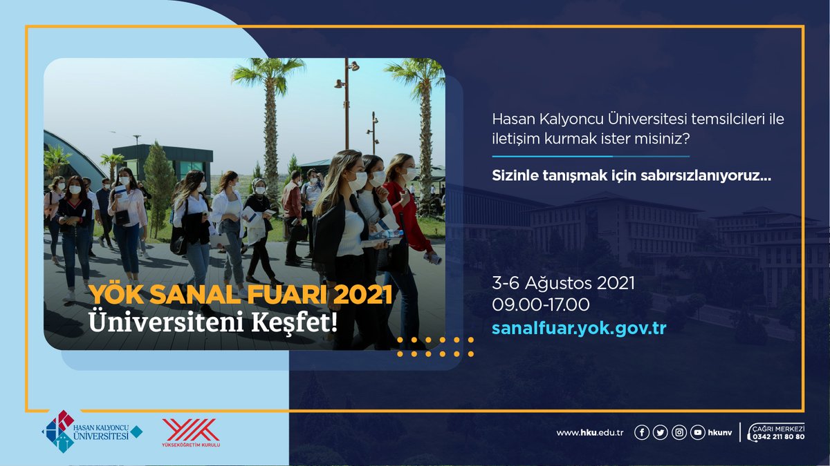 hkunv's tweet photo. 📢 HKÜ olarak "YÖK Sanal Fuar 2021"de yerimizi aldık❗

@hkunv temsilcileri ile bire bir iletişim kurmak ister misiniz? 
Sizinle tanışmak için sabırsızlanıyoruz😊
🗓️3-6 Ağustos 2021
🕘09.00 - 17.00
Katılım için https://t.co/BHiMphHKNq adresini ziyaret edebilirsiniz.
#yks2021 https://t.co/wpFkeFq0xG