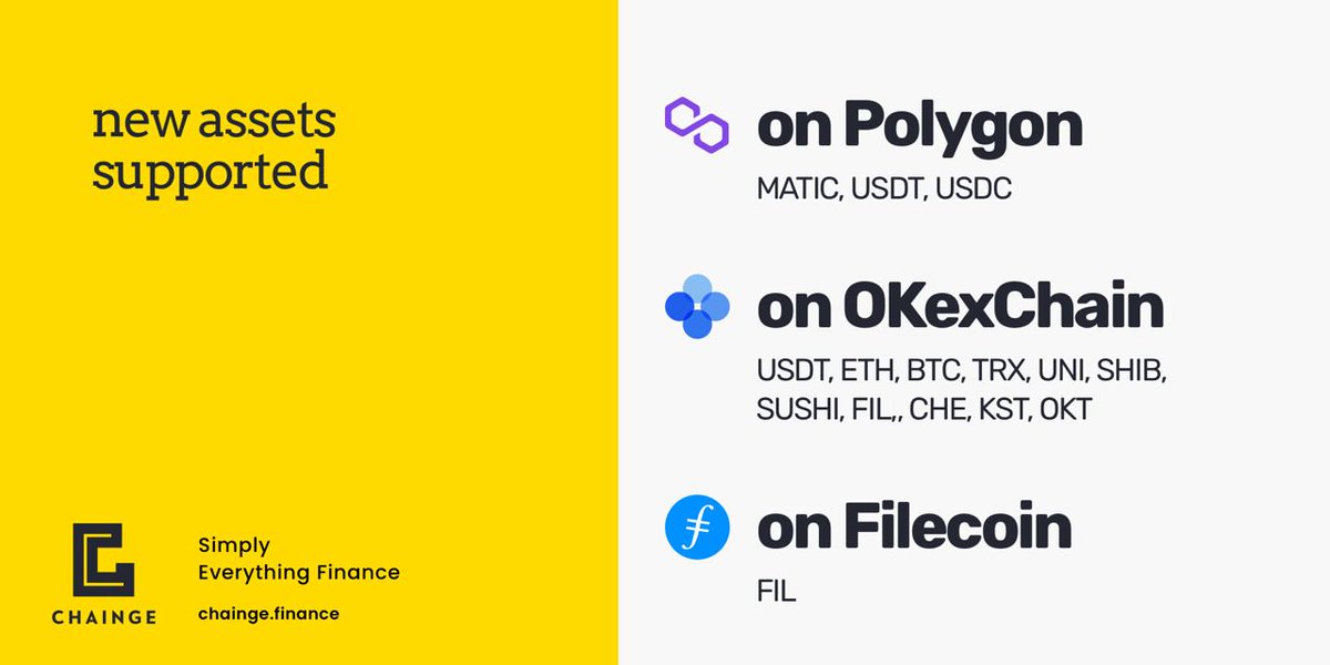 FinanceChainge's tweet image. 💥 The Chainge app is taking cross-chain to the next level with 3 new chains for your assets to roam on as of today!

✨ Check them out and see which assets you can "play" with to maximize your wealth.

#defi #crypto #blockchain #fintech #Crosschain @OKEx
