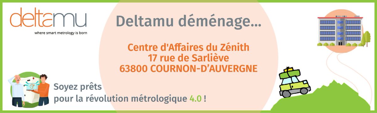 DeltaMu_fr's tweet image. Deltamu déménage...mais pas trop loin 😉
Vendredi 13 août nous abandonnerons nos bureaux 48 rue de Sarliève 🚛...pour nous installer au 17 ! 👩‍💻
#deltamu #demenagement #smartmetrology