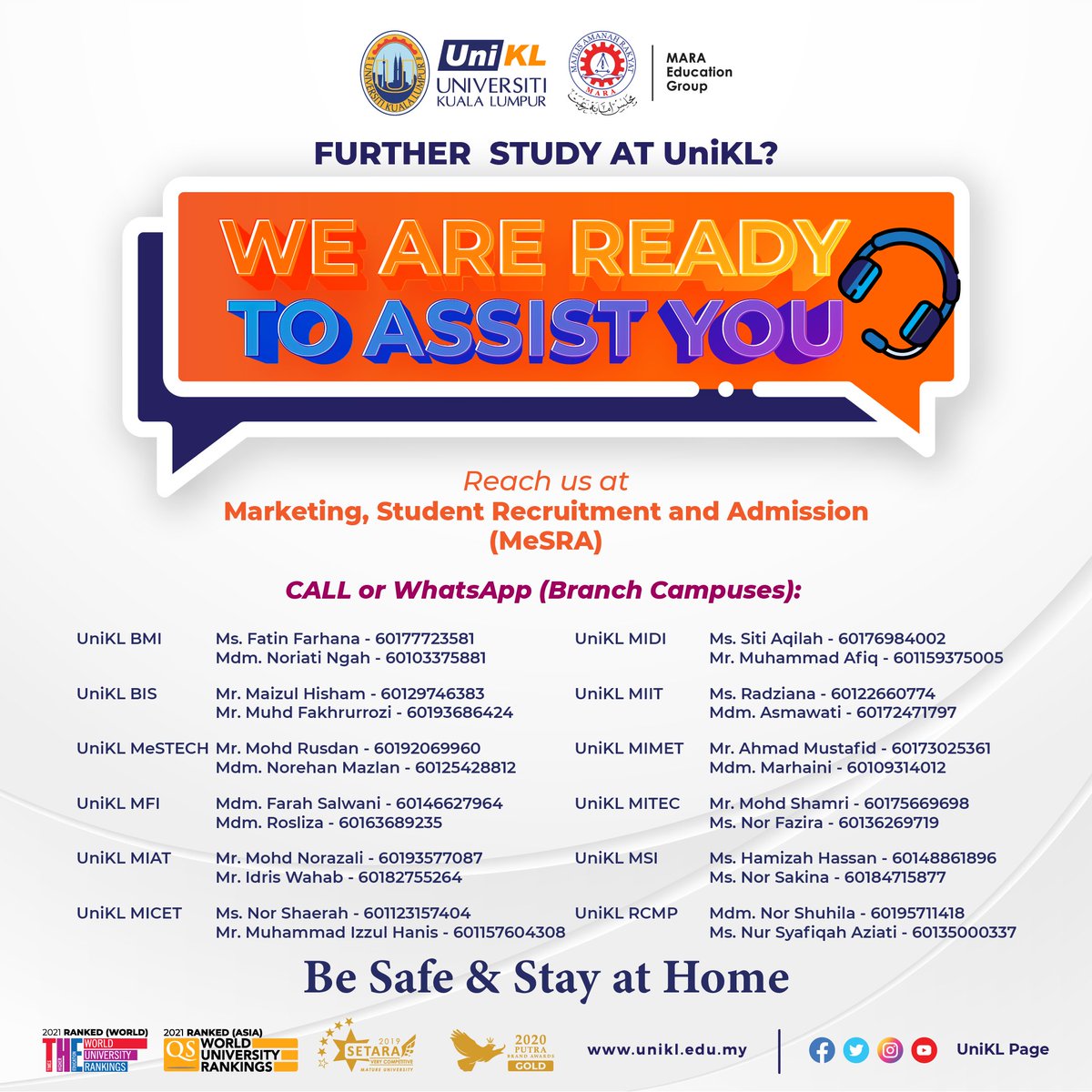 UniKLOfficial's tweet photo. July 2021 Intake Is Still Open !!!
Click this link to see all available programmes:
https://t.co/39oMtymCnG
For application, visit:
https://t.co/YijGOPDhKl
Contact us, MeSRA UniKL for more info.
#SPM2020 #SPM2020Result #SPM2020Promax #IGCSE #STPM2020 #STAM2020 https://t.co/MMU0oUhA5z