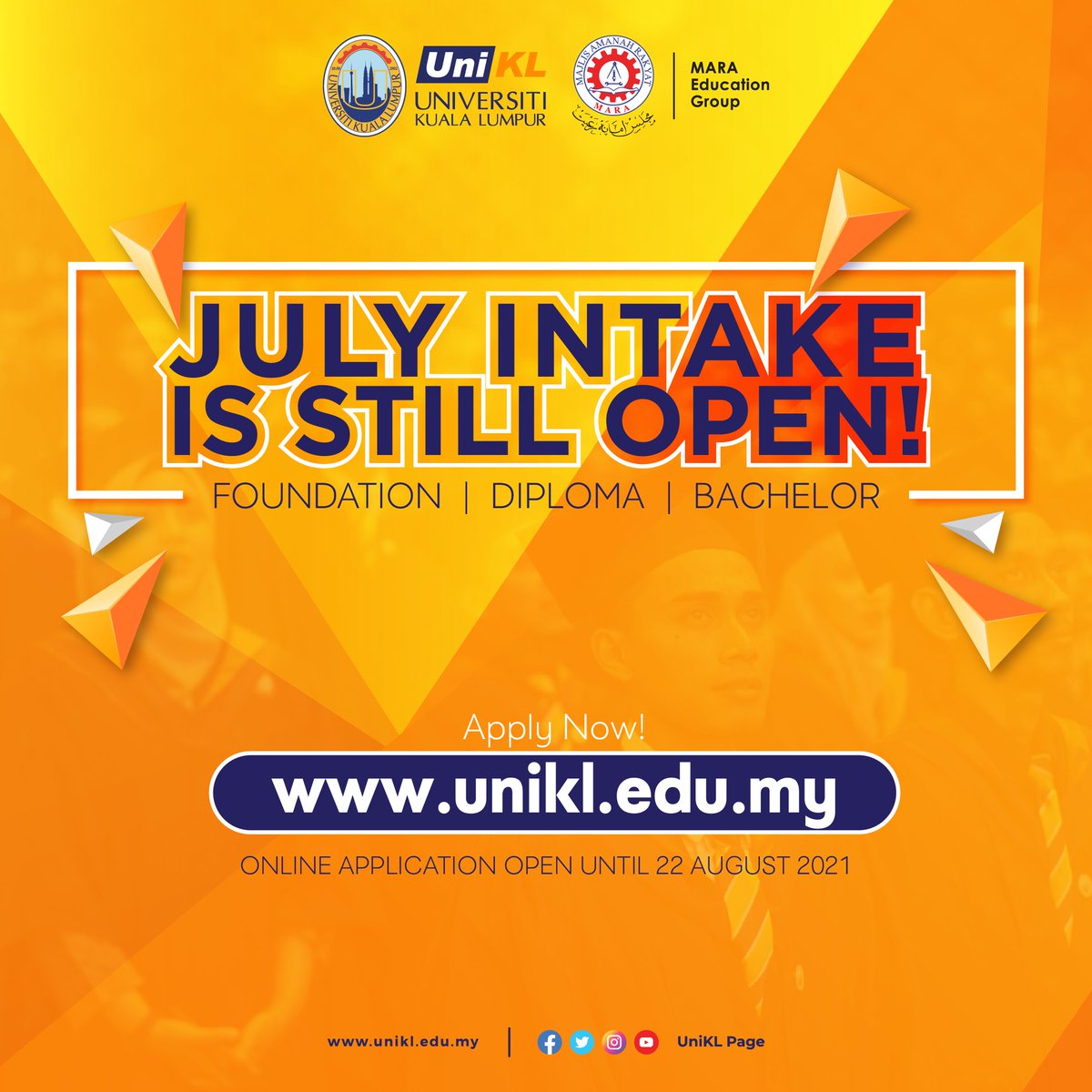 UniKLOfficial's tweet photo. July 2021 Intake Is Still Open !!!
Click this link to see all available programmes:
https://t.co/39oMtymCnG
For application, visit:
https://t.co/YijGOPDhKl
Contact us, MeSRA UniKL for more info.
#SPM2020 #SPM2020Result #SPM2020Promax #IGCSE #STPM2020 #STAM2020 https://t.co/MMU0oUhA5z