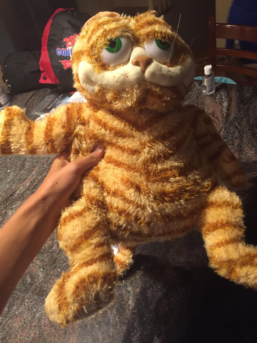 GarfMerchOTD's tweet photo. / disturbing 

Today's next Garfield merchandise of the day is. oh lord. This live action Garfield plush that i do not know the brand of. (the sitting pose is so ominous) https://t.co/9cydaNJLPB