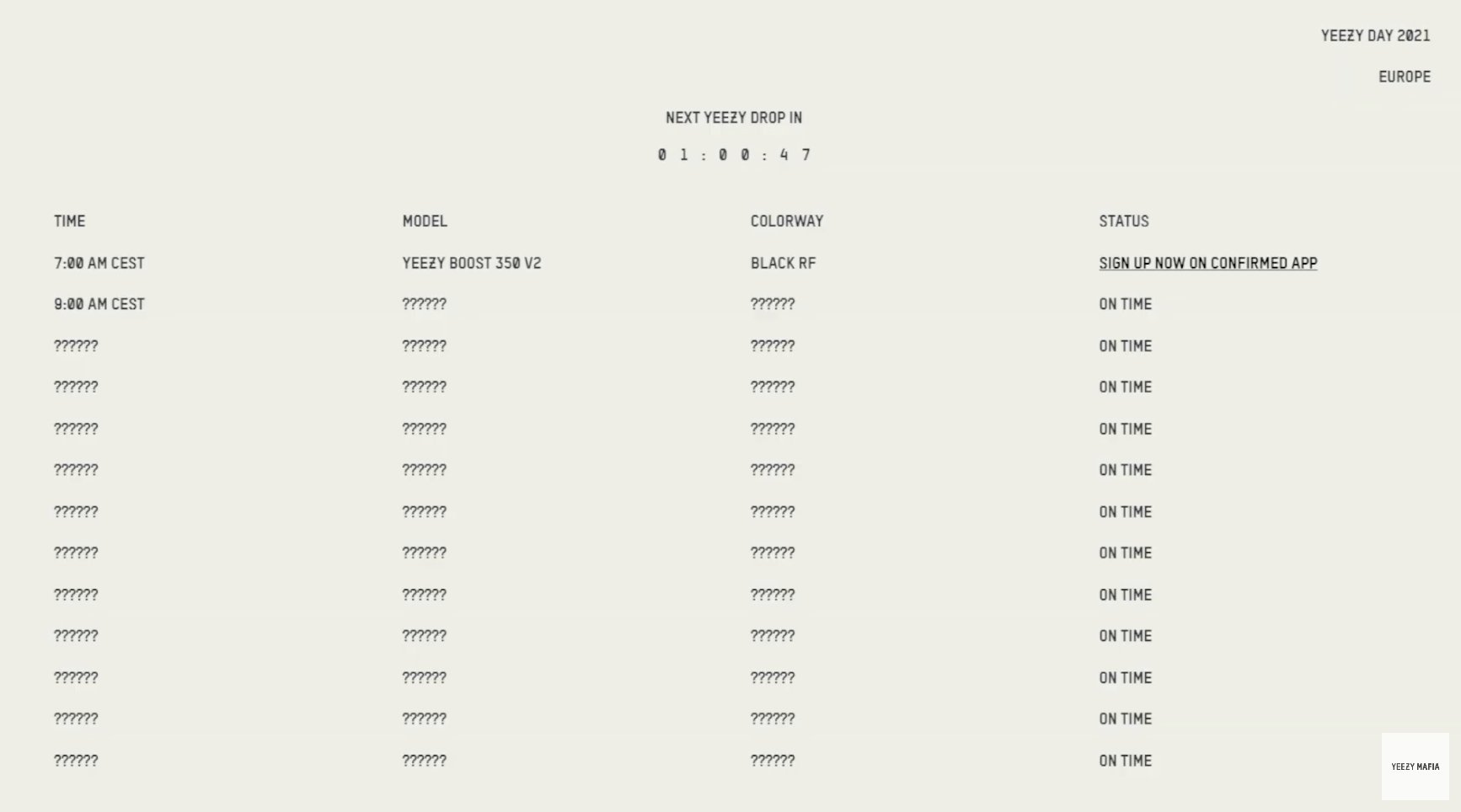 Yeezy hotsell drop times