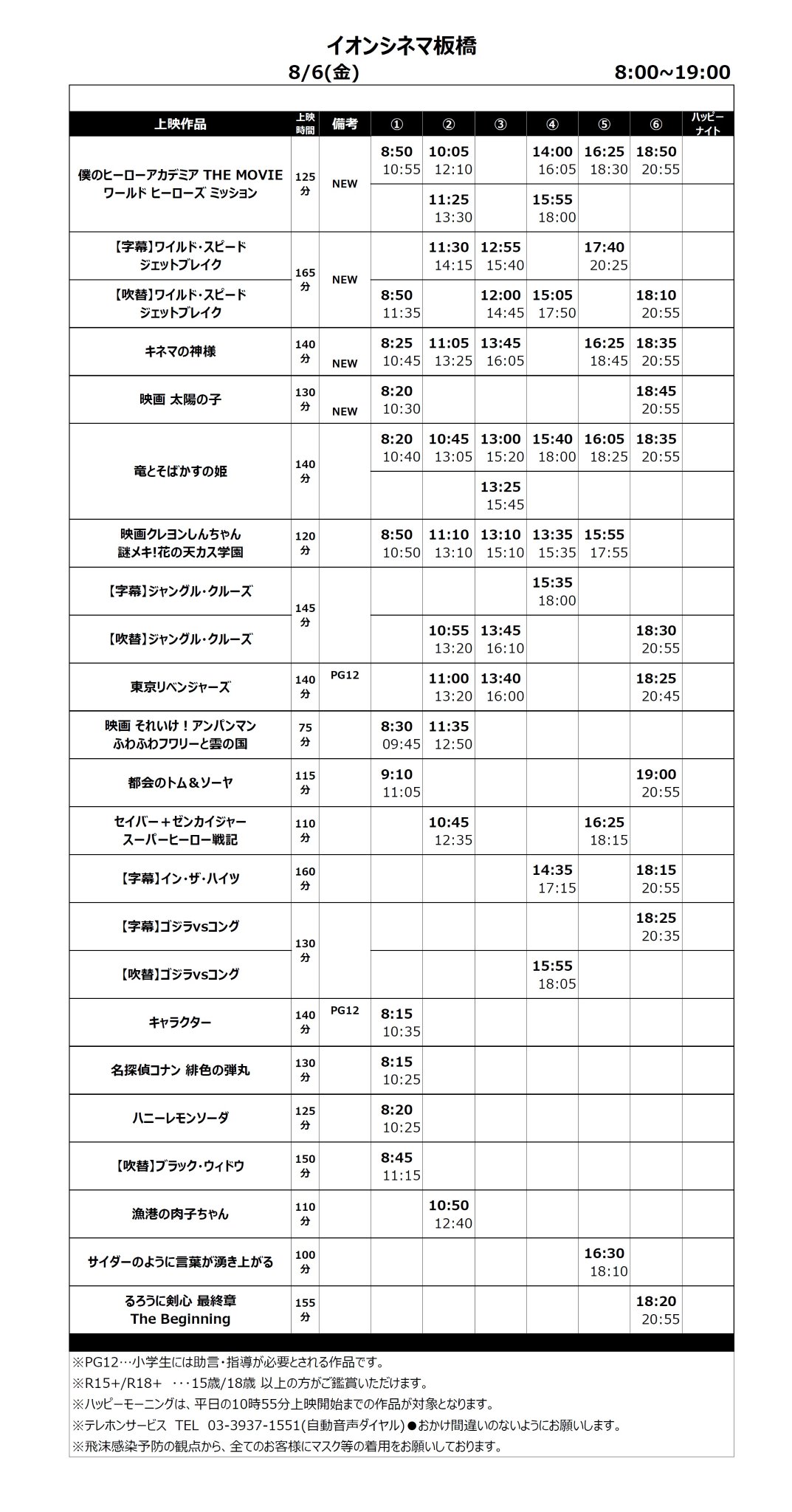 イオンシネマ板橋 時短営業中 8 6 8 12の上映スケジュール お待たせいたしました 8 6 8 12の 上映スケジュールです ヒロアカは舞台挨拶中継付も みなさまのご来場お待ちしております 僕 イオンシネマ板橋 時短営業中 8 6 8 12の上映スケジュール お待たせいたしました 8 6 8 12の 上映スケジュールです ヒロアカは舞台挨拶中継付も みなさまのご来場お待ちしております 僕