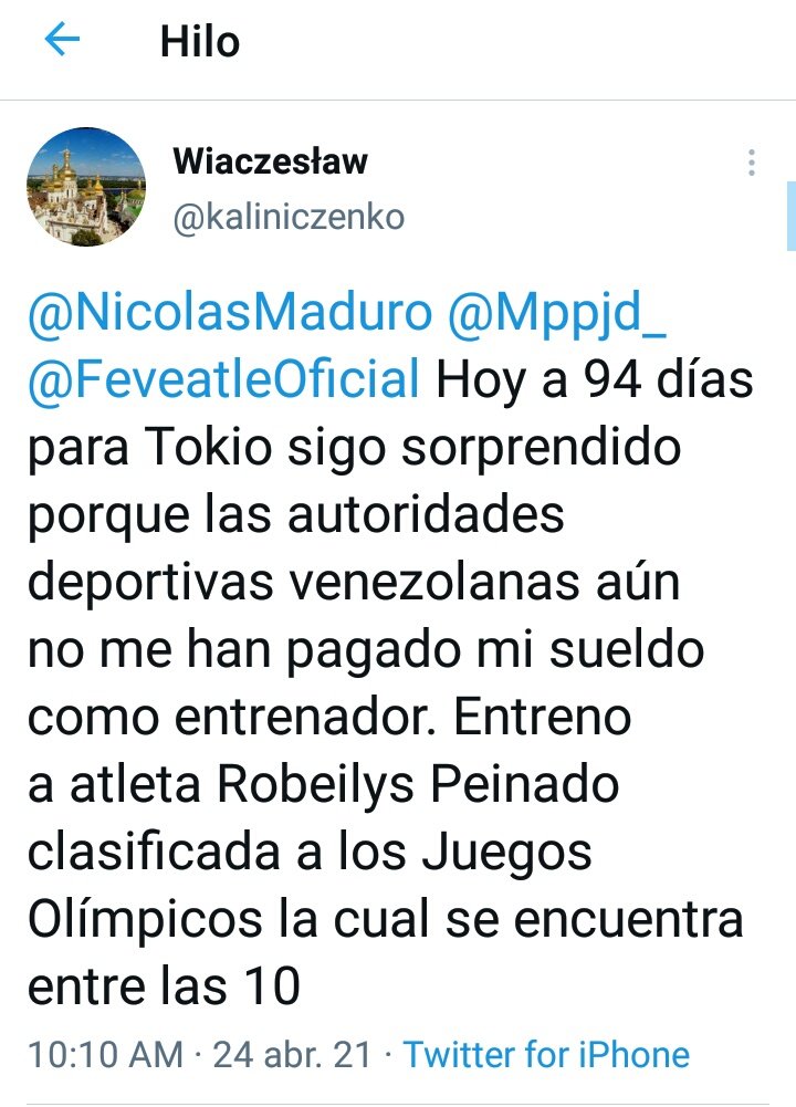 henryarismendim's tweet photo. @JosRicardoLpezV @Danna25781646 @RCR750 Retwitteado por la propia atleta. 
No se trata sólo de darle la aprobación desde el Comité Olímpico. Detrás de una clasificación hay sacrificios que al Régimen no le importan. https://t.co/d3LbNZtQQL