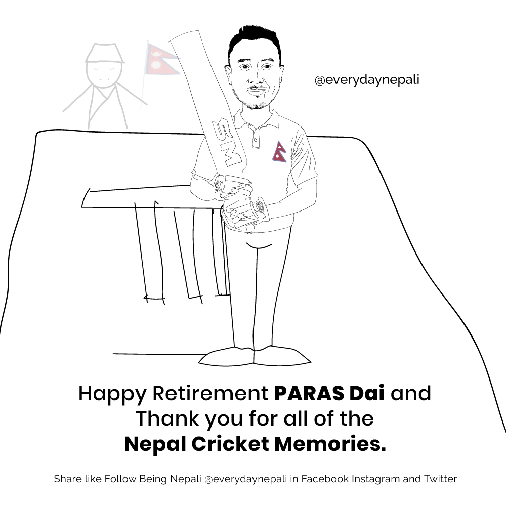 everydaynepali's tweet photo. @paras77, a synonym of Nepali cricket, has retired from all forms of International Cricket. A legend, inspiration to many, and captain cool on and off the field.
Your retirement has created a big void and will definitely take time to fill that gap in the national team. https://t.co/NouiD1v3Ss