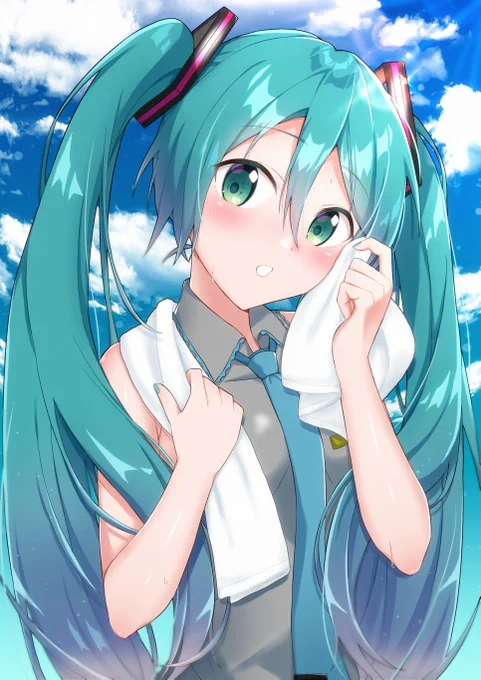 skebでリクエスト頂いた暑そうなミクさんです✨ 