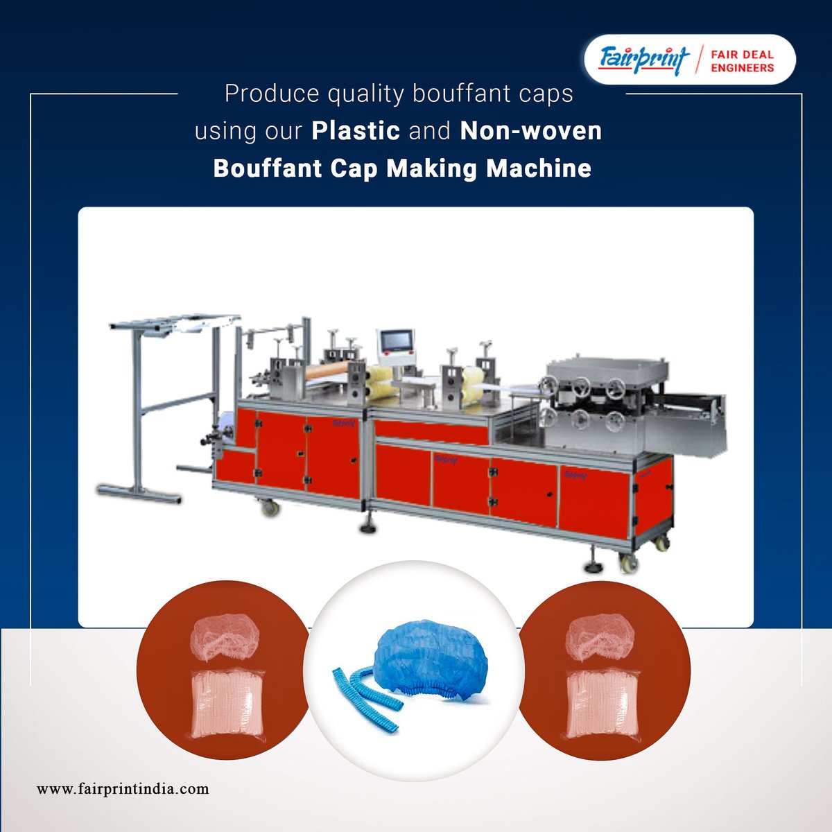 FairPrintIndia's tweet image. Level up your production process with our automatic bouffant cap making machine with excellent features ranging from feeding to elastic ultrasonic welding, folding &amp;amp; molding, counting, and collection.

#fairprint #fairdealengineers #automaticbouffantcapmakingmachine