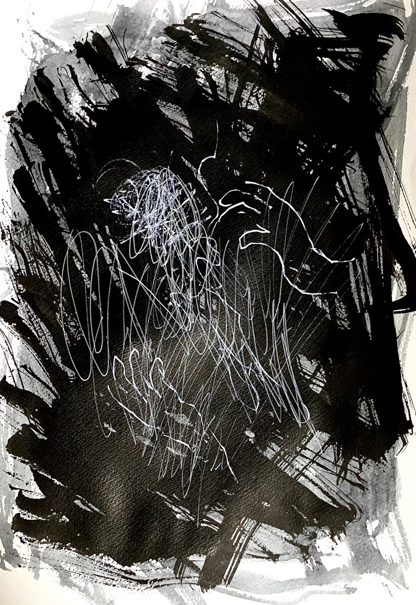 あおニャーマン 枯渇 水墨画 墨絵 イラストレーター アナログ絵 絵描き イラストレーション 抽象画 作家 ペン画