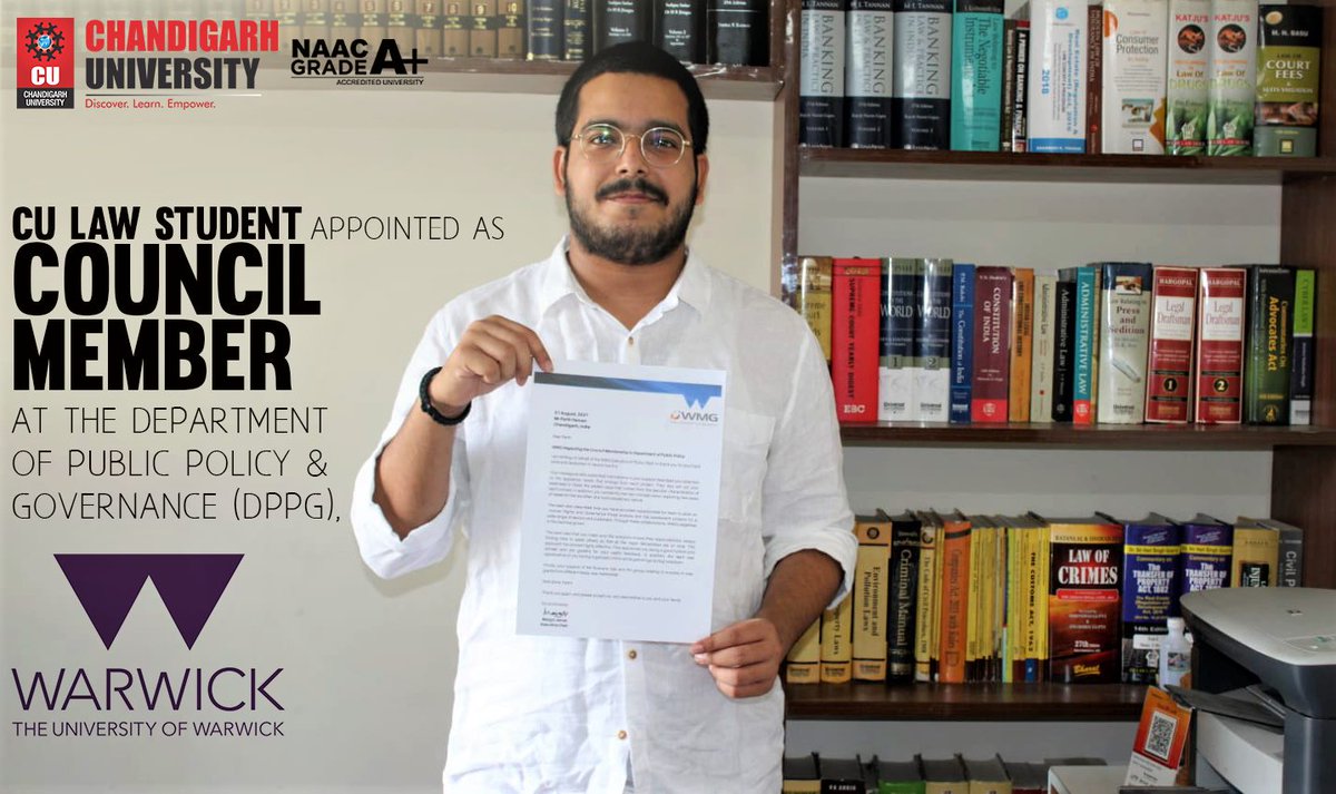 Chandigarh_uni's tweet photo. Chandigarh University(@Chandigarh_uni) Law Student appointed as Council Member at the Department of Public Policy & Governance (#DPPG), University of Warwick(@warwickuni) United Kingdom
We congratulate Mr Raman on achieving yet another milestone and wish him the best in future. https://t.co/1jyJc6h2qK