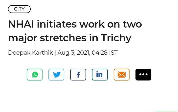 Trichiites's tweet photo. #TrichyNews: NHAI initiates work on two major stretches in Trichy - The Times of India. #Tiruchi
#Trichy #Tiruchirappalli #TOI
#NHAI #NH83 #NH336 #PDK #Transportation #Highways
SL: https://t.co/fZU5wu3ZBj https://t.co/VE4TbDlawR