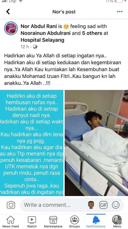 zhafvlog's tweet photo. Mohon jasa baik semua utk doakan Mohd Izuan Fitri agar cepat sembuh guys 😭 He’s one of the talented young actors in Malaysia guys (Buntat, Crossroads: One Two Jaga) 😔 https://t.co/mUuxhH4NY0