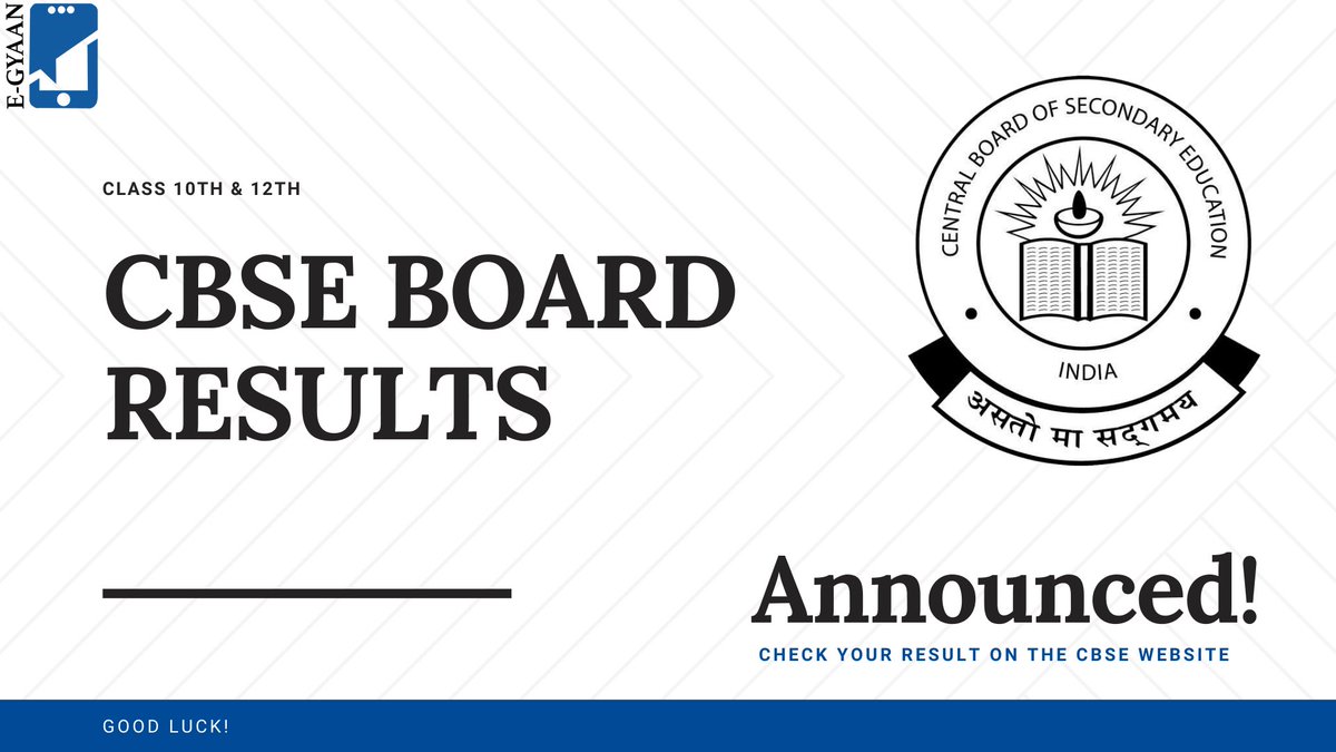 EGyaanLearning's tweet photo. Results are out! CBSE has just declared the results for Class 10th. 
Visit the CBSE website now and check your results. All the best from Team E-Gyaan! 
.
.
#CBSEClass10result #CBSE #CBSEResults #egyaan #elearning #education #edtech #resultsday #CBSEResult2021 #learning #learn https://t.co/QR9b12jjM9