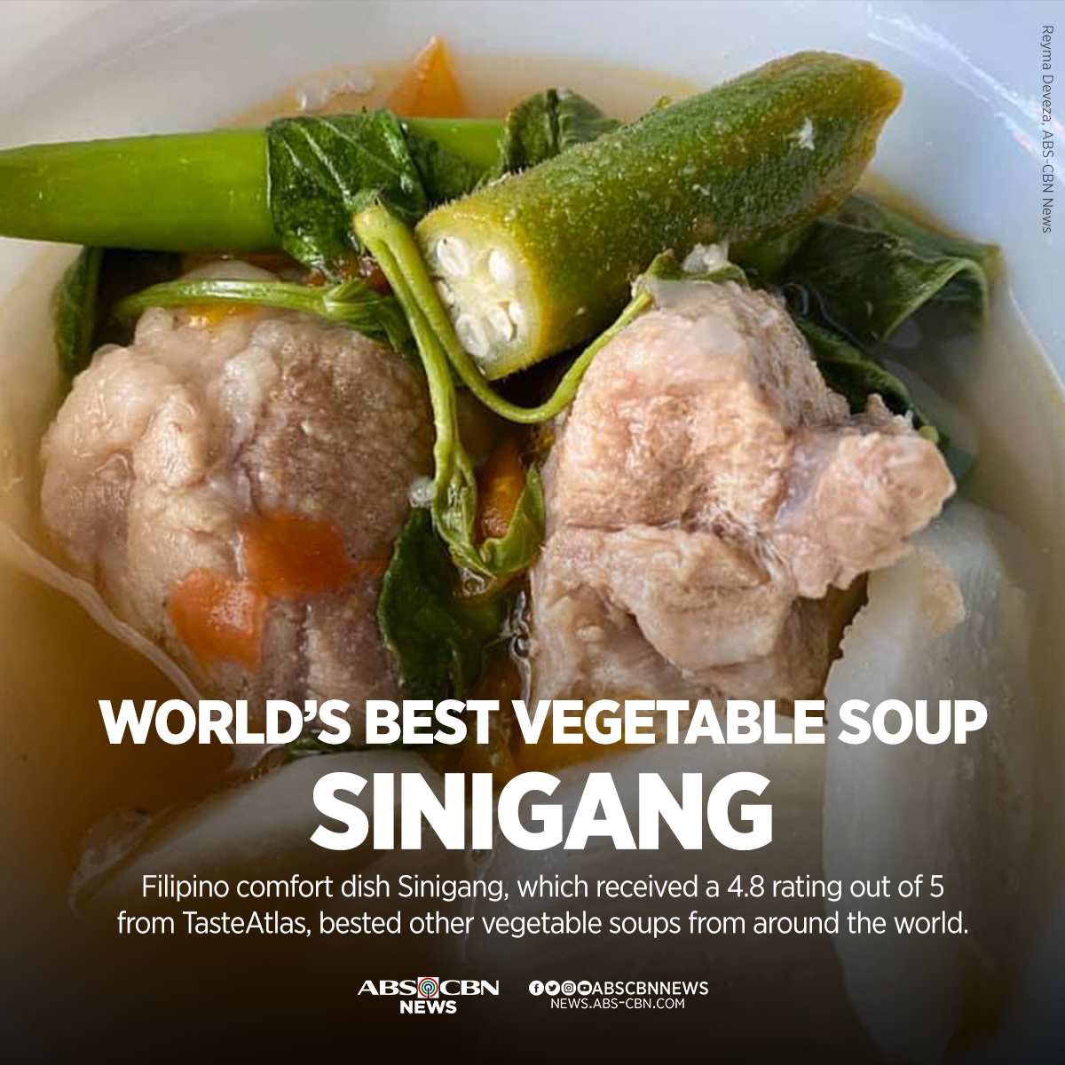 May asim pa! Hinirang na top-rated vegetable soup ng isang food website ang sinigang.

BASAHIN: bit.ly/3jfUOXw