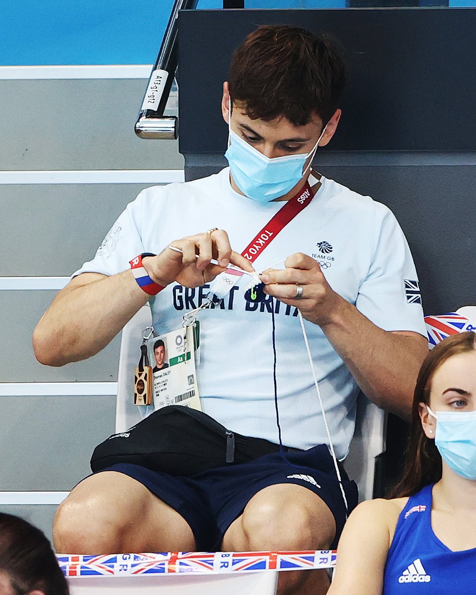 Can't stop. Won't stop.

Tom Daley is a knitting/crocheting MACHINE.