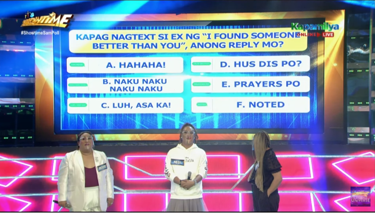 ViceGandaorg's tweet photo. itsShowtimeNa: Madlang Pi-POLL QUESTION #7! Sagot na gamit ang OHT for today na #ShowtimeSamPOLL https://t.co/API1lESdc2