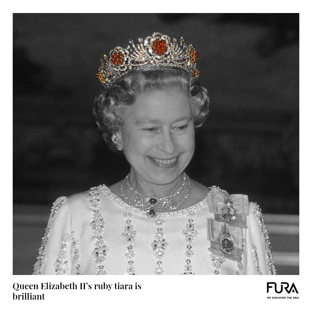 furagems's tweet photo. Made by Crown jewelers Garrard, Queen Elizabeth II’s ruby tiara with floral motifs was a gift from Burma!
#queenelizabeth #ruby #rubytiara #tiara #jewellery #crown #burmesegovernment #fura #diamonds #emerald #sapphire #rubies #gemstones #preciousgems #preciousgemstones #mining https://t.co/10krrVe0sp