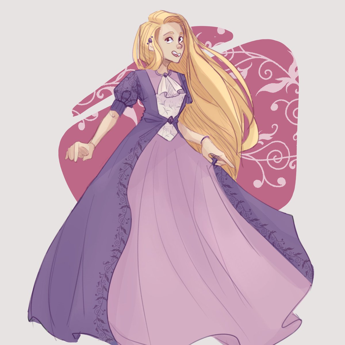Acornyperson's tweet photo. Finished her design!! Meet Loraine (Laura) Soli 
Please don't say they look like Rapunzel, I am well aware by now and also do not care
#characterdesign #ocart https://t.co/kfBbY7umyL