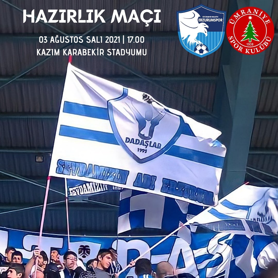📍 HAZIRLIK MAÇI
🆚 <a href="/Umraniyespor/">Eminevim Ümraniyespor</a>
📆 03 Ağustos Salı
⏰ 17.00
🏟 Kazım Karabekir Stadyumu

#Erzurumspor #DadaşlarGrubu