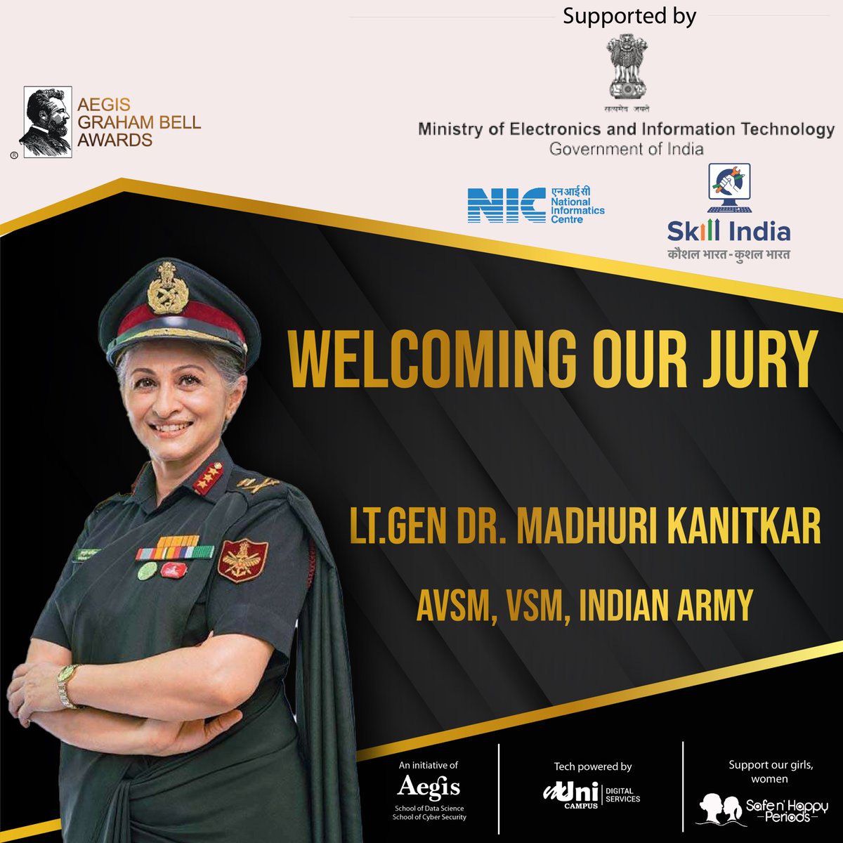 Welcoming Lt. Gen Dr Madhuri Kanitkar as the jury of Aegis Graham Bell Awards.The award is an initiative of Aegis School of Business, Data Science, Cyber Security and Telecommunication

#tech #india #artificialintelligence #innovation #informationtechnology #healthcare #COVID19