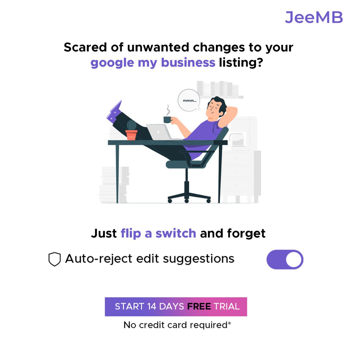 UseJeeMB's tweet photo. JeeMB Auto-Reject feature protects your listing, by declining potentially harmful update suggestions (phone number change or Address change) on your Google listing. If you don't respond to these suggested changes, Google Accepts these changes. Visit https://t.co/mpqWSlngQ7. https://t.co/fxA9F8zomp